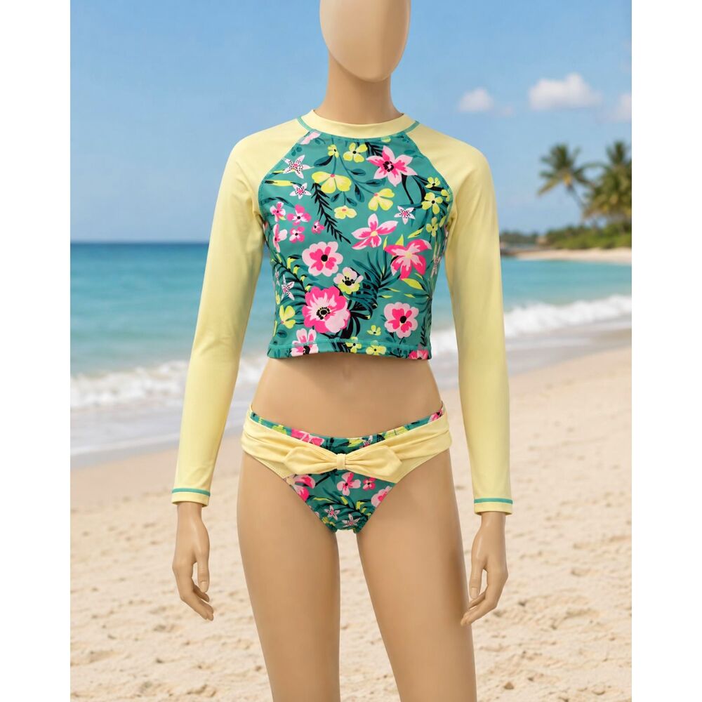 Tommy Bahama Girls Size 12 Tropical Floral Rash Guard 2 Piece Swim Set #V